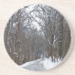 Ozark Snow Covered Road Painterly Getränkeuntersetzer