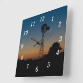 Ozark Windmill Sunset Wall Clock Quadratische Wanduhr (Winkel)