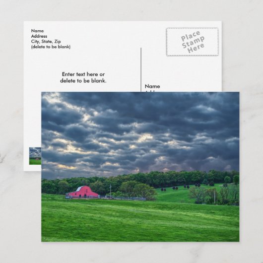 Ozarks Cloudy Farm Sunset Postkarte (Vorne/Hinten)