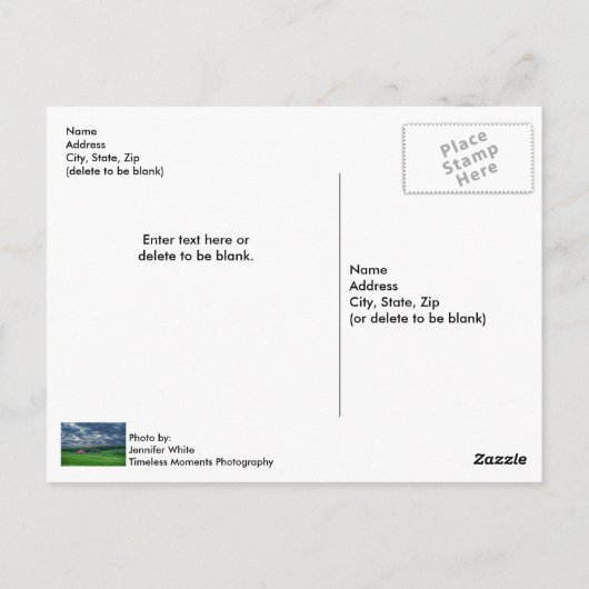 Ozarks Cloudy Farm Sunset Postkarte (Rückseite)