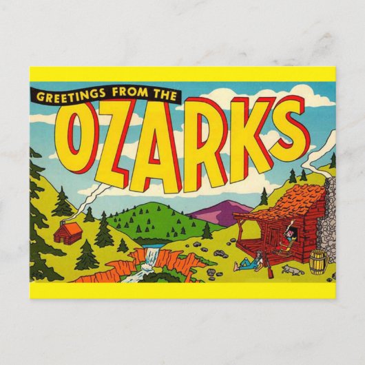 OZARKS Vintage Reise Postkarte (Vorderseite)