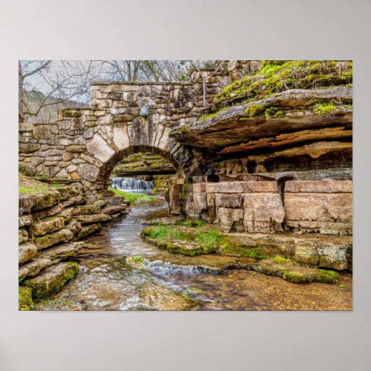Ozarks Wasserfall unterhalb der Brücke Poster (Vorne)