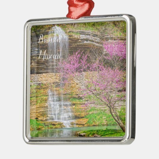 Ozarks Waterfall Spring Bluff Ornament Aus Metall (Links)