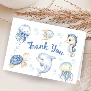 Ozean Ahoy Baby Shower Junge Dankeskarten gefaltet Dankeskarte