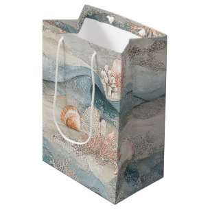 Ozean Aqua Korallenriff Küstenmuster Mittlere Geschenktüte