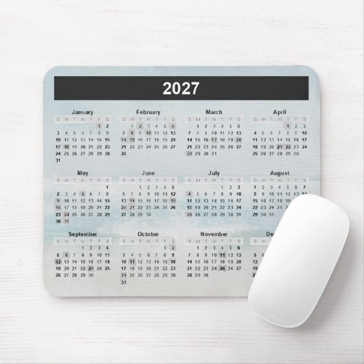 Ozean-Aquarell-Kalender 2027 Mousepad (Mit Mouse)