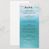 Ozean-Aquarell-Strand-Script-Hochzeitsmenü Einladung (Vorne/Hinten)
