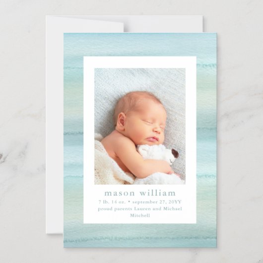 Ozean | Baby Foto Birth Ankündigung (Vorderseite)