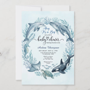 Ozean-Baby-Party-Einladung Wal Delfin Einladung