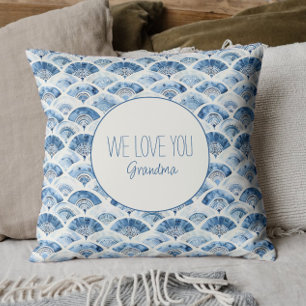 Ozean Blau Aquarell Individuelles Geschenk für Oma Kissen