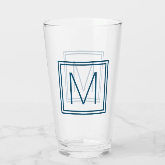Ozean-Blau-gerahmtes Monogramm Glas (Rückseite)