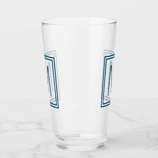 Ozean-Blau-gerahmtes Monogramm Glas (Links)