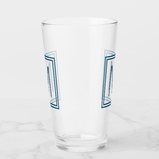 Ozean-Blau-gerahmtes Monogramm Glas (Rechts)