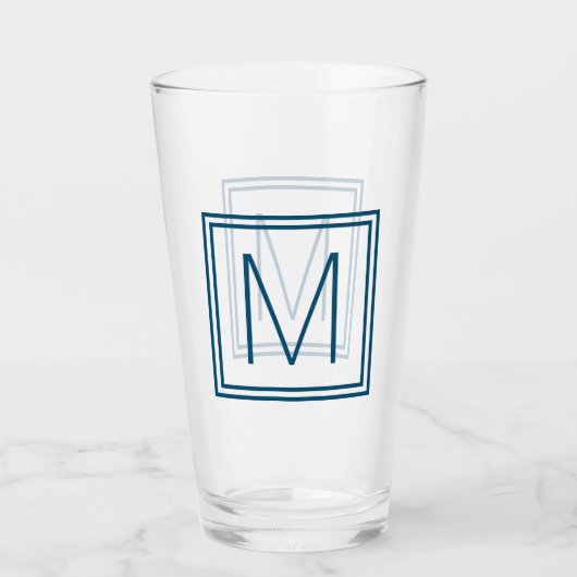 Ozean-Blau-gerahmtes Monogramm Glas (Vorderseite)