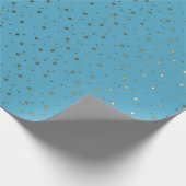 Ozean-Blau-kleines goldenes Stern-Packpapier Geschenkpapier (Ecke)
