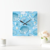 Ozean-Blau-Muster Quadratische Wanduhr (Zuhause)