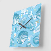 Ozean-Blau-Muster Quadratische Wanduhr (Winkel)