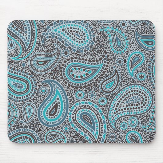 Ozean-Blau Paisley Mousepad (Vorne)