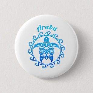 Ozean-Blau-Stammes- Schildkröte Aruba Button