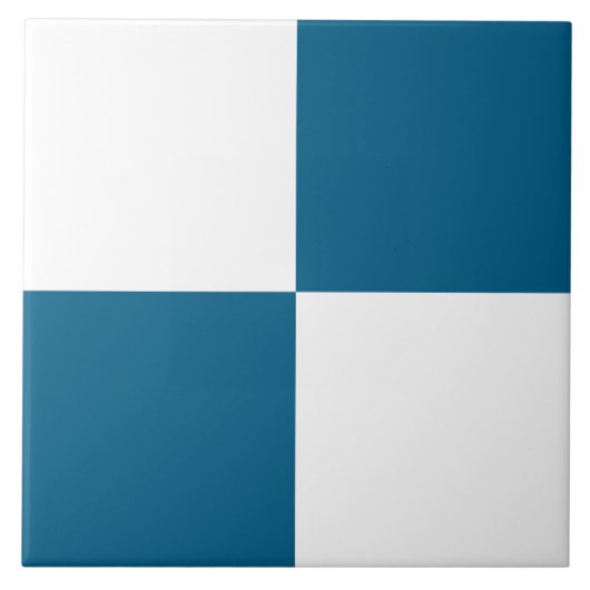 Ozean Blau Weiß Karomuster Fliese (Vorderseite)