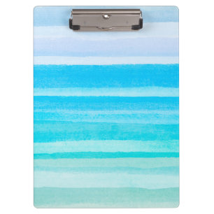 Ozean-Blauaquamariner Watercolor Ombre Streifen Klemmbrett