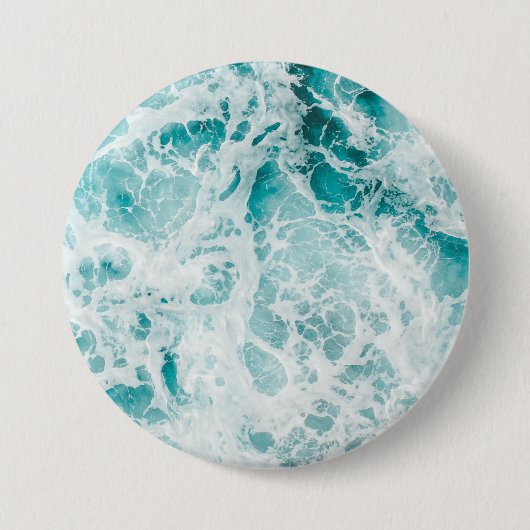 Ozean Blaue Wellen Button (Vorderseite)
