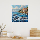 Ozean Delfine Küsten Marine Wohndekoration Poster (Küche)
