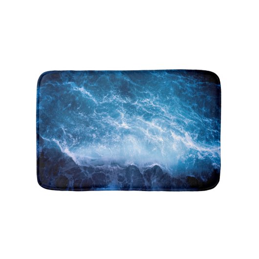 Ozean - Dunkle blaue Waves Badematte (Vorderseite)