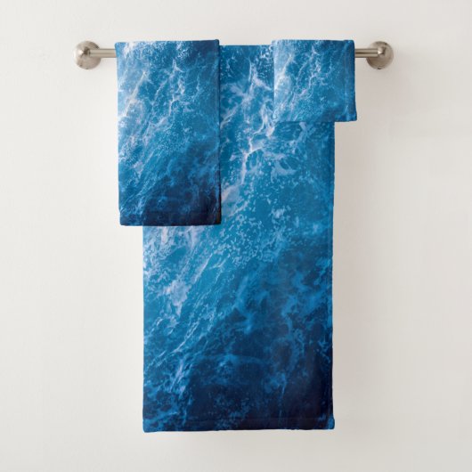 Ozean - Dunkle blaue Waves Badhandtuch Set (Insitu)