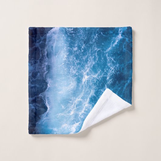 Ozean - Dunkle blaue Waves Badhandtuch Set (Waschlappen)
