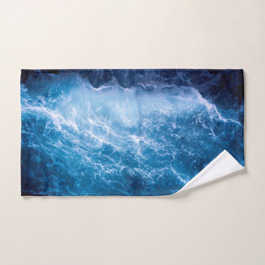 Ozean - Dunkle blaue Waves Badhandtuch Set (Handtuch)
