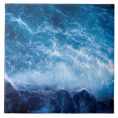 Ozean - Dunkle blaue Waves Fliese (Vorderseite)