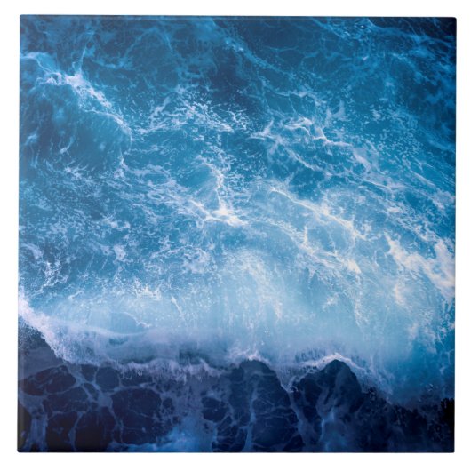 Ozean - Dunkle blaue Waves Fliese (Vorderseite)