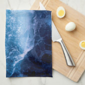 Ozean - Dunkle blaue Waves Geschirrtuch (Viertel Falte)