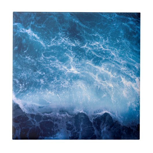 Ozean - Dunkle blaue Waves Keramik Tile Fliese (Vorderseite)