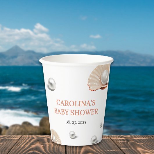 Ozean eine kleine Perle unter der Babydusche des M Pappbecher