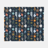 Ozean-Einwohner-Muster 1 Fleecedecke (Vorderseite (Horizontal))