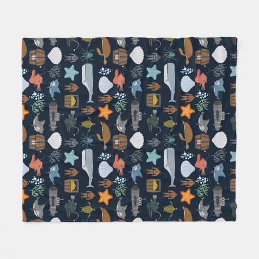 Ozean-Einwohner-Muster 1 Fleecedecke (Vorderseite (Horizontal))