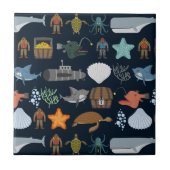 Ozean-Einwohner-Muster 1 Fliese (Vorderseite)