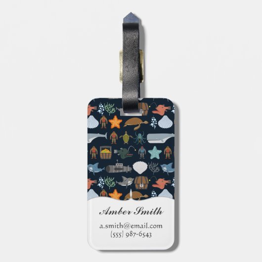 Ozean-Einwohner-Muster 1 Gepäckanhänger (Rückseite vertikal)