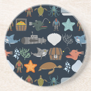 Ozean-Einwohner-Muster 1 Getränkeuntersetzer