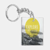 Ozean | erforschen das Weltzitat Schlüsselanhänger (Vorderseite links)