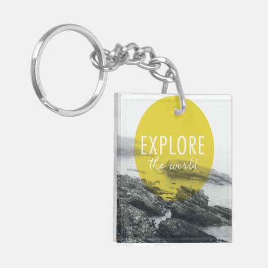 Ozean | erforschen das Weltzitat Schlüsselanhänger (Vorderseite links)