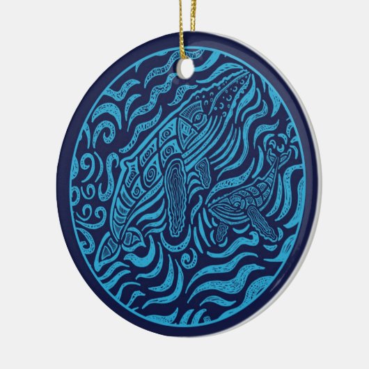 Ozean-Familien-Buckel-Wal-Verzierung Keramik Ornament (Links)