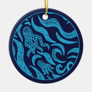 Ozean-Familien-Kraken-Verzierung Keramikornament