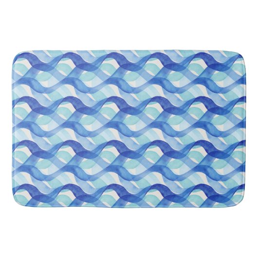 Ozean-Fluss-Wasserfarben-Wellenmuster Badematte (Vorderseite)