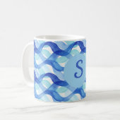 Ozean-Fluss-Wasserfarben-Wellenmuster Kaffeetasse (Vorderseite Links)