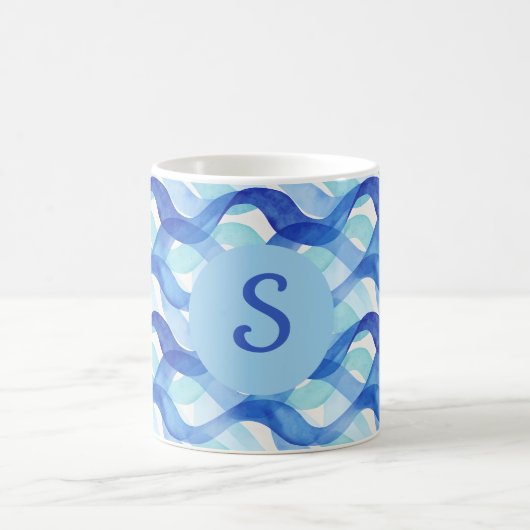 Ozean-Fluss-Wasserfarben-Wellenmuster Kaffeetasse (Mittel)