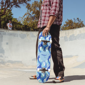 Ozean-Fluss-Wasserfarben-Wellenmuster Skateboard