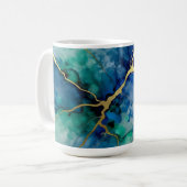 Ozean-Geode-Alkohol-Tinte Goldadern Kaffeetasse (Vorderseite Links)